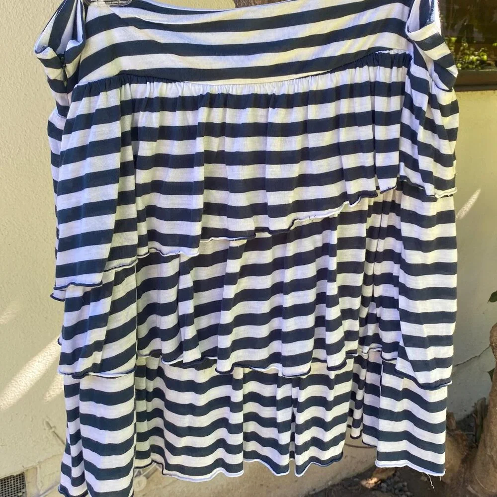 Women's Banana Republic 3 tiered Blue and White Striped Skirt Size 14 - Picture 4 of 8
